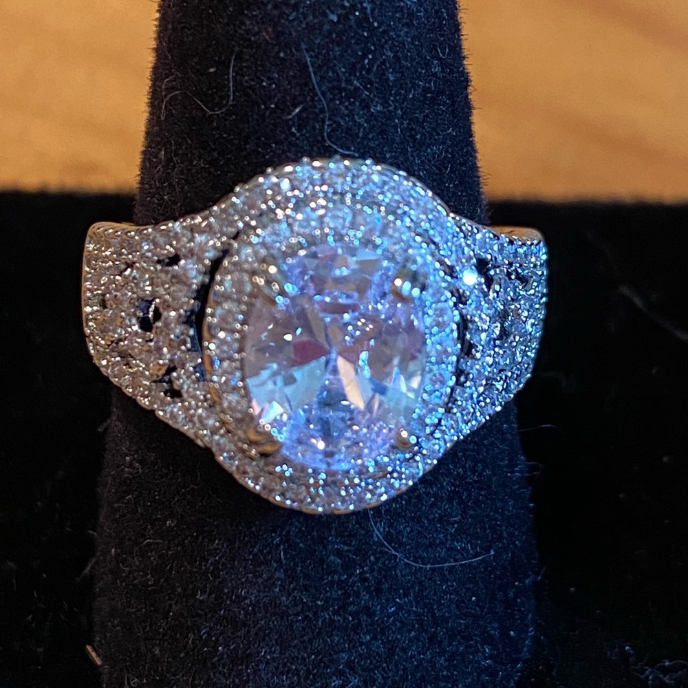 Stunning White Cubic Zirconia Dinner Ring